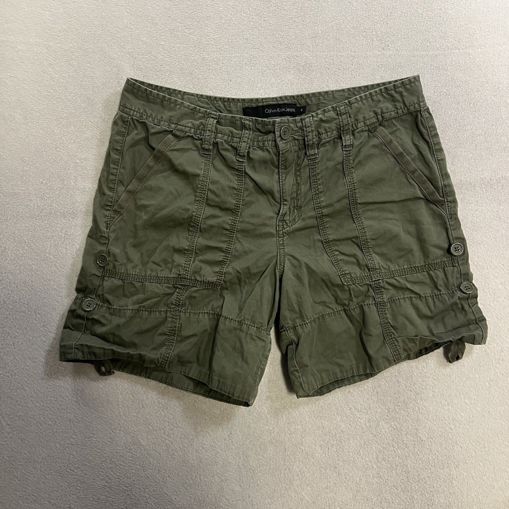 Vintage Calvin Klein Jeans Y2K Olive Green Shorts Women's Size 8 Roll Up
